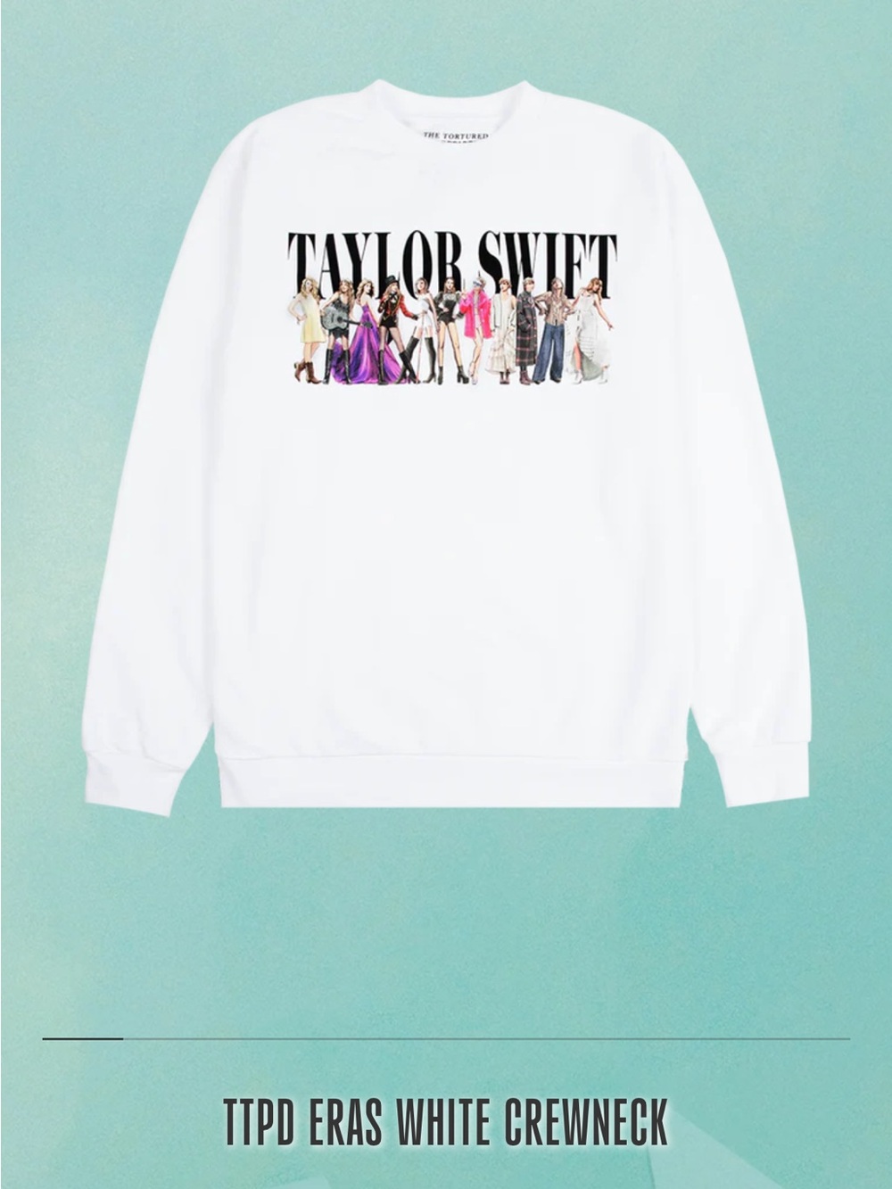 Taylor Swift White Crewneck Sweatshirt with Tour Graphic